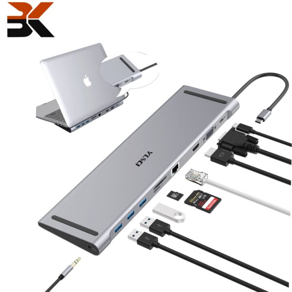 ایستگاه هاب 10 پورت USB-C زیر لپ تاپ برند YLSCL