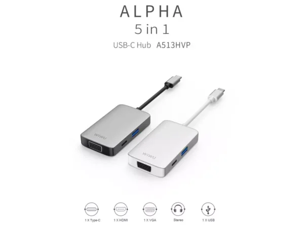 هاب 5 پورت USB-C برند WiWU مدل A513HVP - Image 4